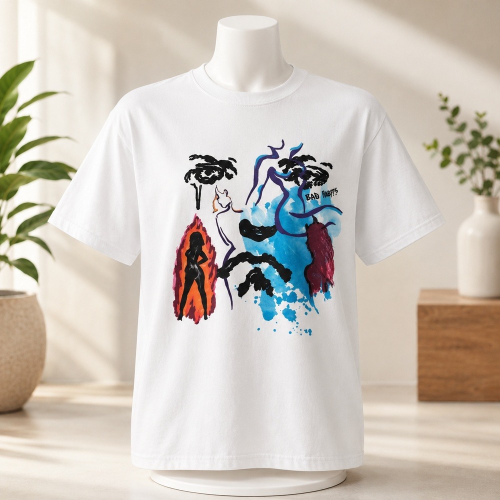 Sad Boyz Junior H Graphic‎ T-Shirt Mens XL White Abstract Eye Double Sided Tee